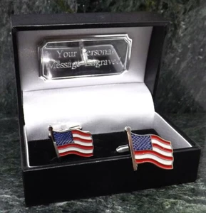 USA Flag Cufflinks - Personalised Option - American Cufflinks - Picture 1 of 9