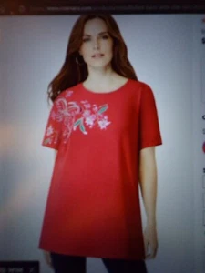 Neu Roaman's Coral verzierte Tunika mit Seitenschlitzen Größe 2X - Bild 1 von 6