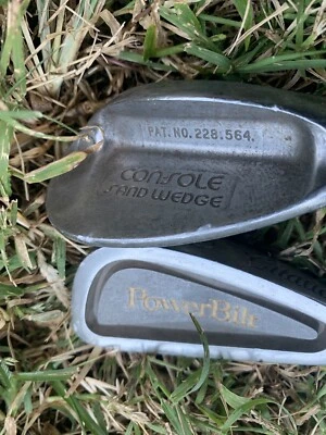 CONSOLE SAND WEDGE PAT. PEND. And 2- Iron Power Bit STEEL SHAFT golf iron club - Image 1 of 4