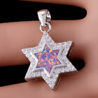 Lavender Purple Fire Opal CZ Star of David Silver Jewelry Pendant for Necklace