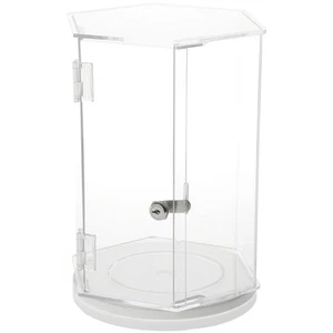 Plymor Acrylic Hexagonal Locking Cse Rotating Base No Shelf 12.75"Hx9.5"Wx8.25"D - Picture 1 of 1