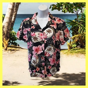 Caribbean Joe Sz L Button Front Hawaiian Shirt/Blouse, Multicolor Floral. NS-22 - Picture 1 of 8