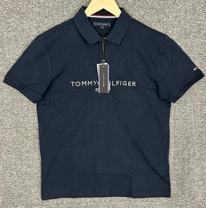 Tommy Hilfiger Herren Poloshirt dunkelblau große Logo Stickerei Baumwollmischung - Bild 1 von 11