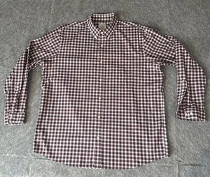 Camisa LL Bean Para Hombres XL Granate Blanca A Cuadros Manga Larga Algodón Con Botones Nueva Sin Etiquetas - Imagen 1 de 9