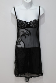 B0 MARVEL BY LA PERLA Blk Sheer Mesh Floral Strappy Corset Back Nightdress Sz 36