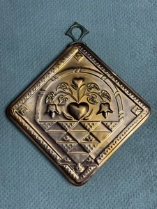 VTG Square Copper Jello Mold Pastry Heart Design Kitchen Decor Wall Hanging - Imagen 1 de 6