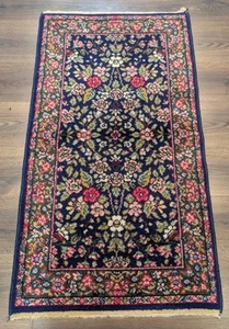 Antique Karastan Rug 2x4, Lanamar Kirman #5579, Wool, Navy Blue - Picture 1 of 12