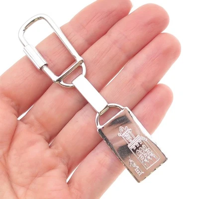 800 Silver Vintage Italy Engraved Chapel Key Fob Ring Holder - Image 1 of 4