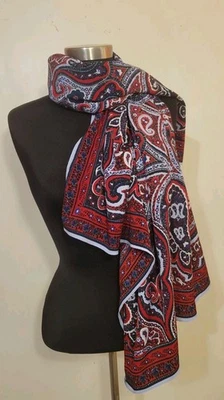 Talbots Women's Scarf Square Shape 50.5 Inches. Blue And Red In Color  - Image 1 of 4
