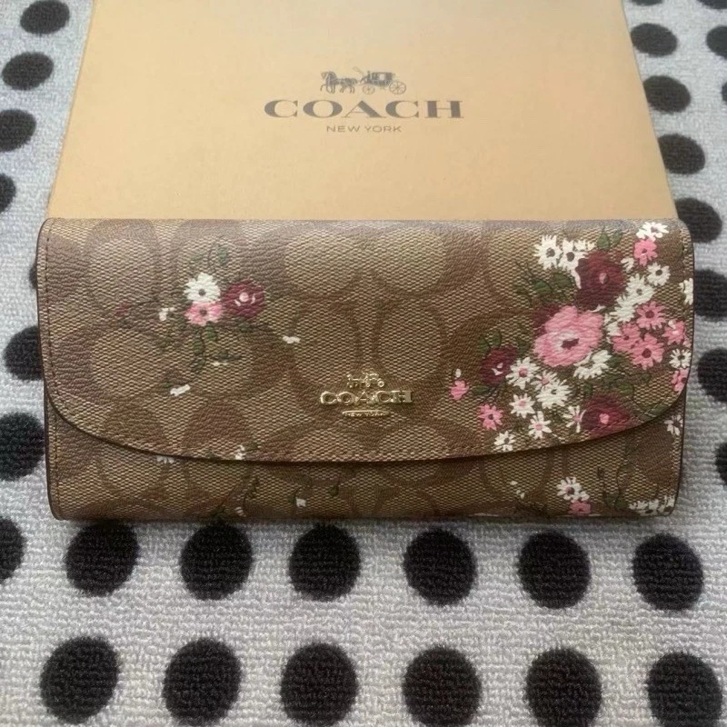 NWT Coach Accordion Wallet In Signature Canvas Floral Print Slim Envelope Wallet - Image 1 of 4
