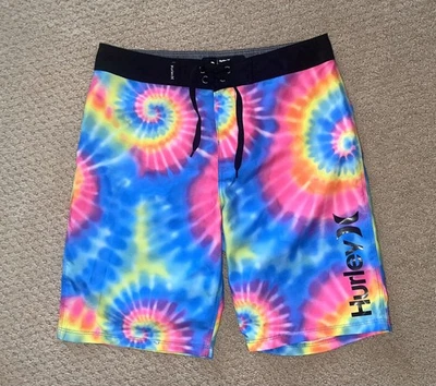 Pantalones Cortos Hurley Boys Rainbow Tie Dye Híbridos Tierra/Agua Talla 12 Foto 1 de 3