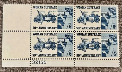 Scott #1406 Woman Suffrage 50th Anniversary, US 6¢ Block, MNH/OG, VF/XF - Image 1 of 2