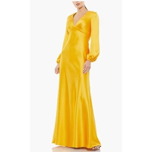 Mac Duggal Charmeuse Empire Waist Blouson Sleeve Gown Beauty and Beast Belle 6 - Picture 1 of 11