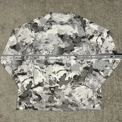 Simms SolarFlex Veil Camo Mens Large Long Sleeve Shirt Gray White Fishing UPF50 - Image 1 of 4