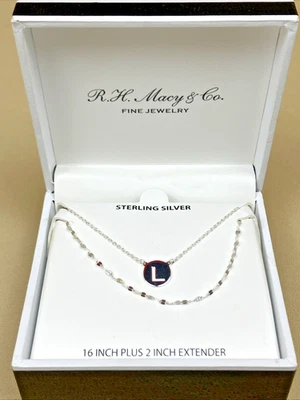 Collar Colgante Derecha Macy Joyería Fina En Capas Inicial “L” Plata 925 Nuevo en Caja $100 Foto 1 de 4