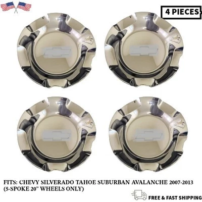 4 PCS  07-13 SILVERADO TAHOE AVALANCHE WHEEL HUB CENTER CAP   " NEW " - Image 1 of 2