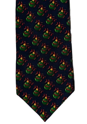 "Corbata de cuello azul vintage Brooks Brothers Makers adornos navideños 59x3,5""" Foto 1 de 4