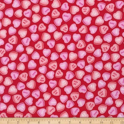 Be Mine Valentine Candy Hearts CD3193-CANDY Día de San Valentín por media yarda Foto 1 de 2