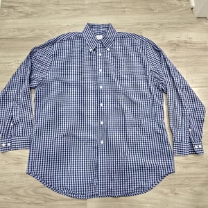 Brooks Brothers Shirt Mens Large Blue Button Down Check 346 - Picture 1 of 9