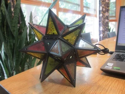 Lámpara de té colgante vintage morisca vitral / linterna de vela Foto 1 de 4