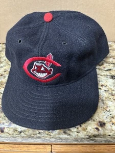 Vintage Cleveland Indians MLB New Era Original 100% Wool Fitted Hat Cap Sz 7-1/2 - Picture 1 of 6