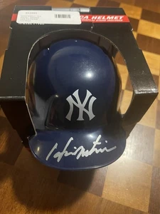 Hideki Matsui Autographed NY Yankees Matte Blue Mini Batting Helmet (JSA) - Picture 1 of 8