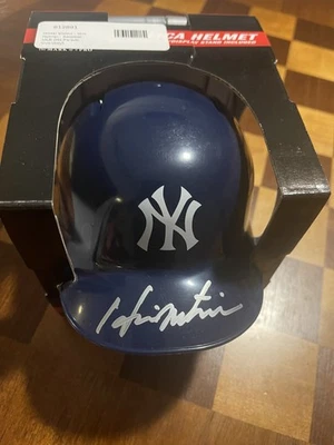Hideki Matsui Autographed NY Yankees Matte Blue Mini Batting Helmet (JSA) - Image 1 of 4