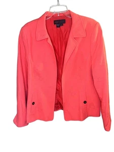 Nina McLemore Damen korallenrosa Jacquard vorne offen Baumwolle Blazer Gr. 16 - Bild 1 von 6