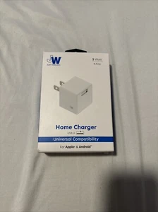 Apple & Micro USB Single USB 1.0A No Cable AC Charger - White Brand New - Picture 1 of 2