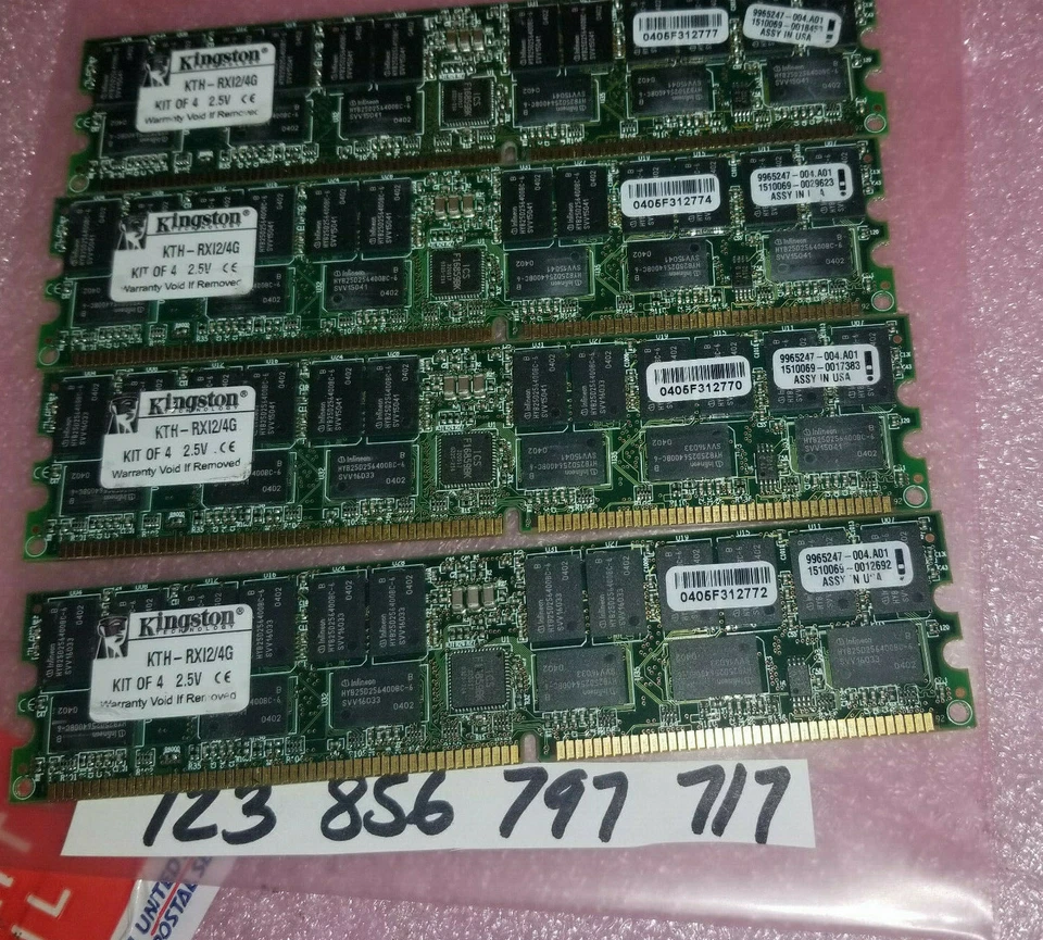 4GB (4x1GB) HP/Compaq Integrity rx2600, rx5670, rx862 Memory Kit (p/n A6834A)  - Image 1 of 1