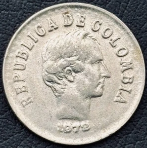 1972 Columbia Coin 20 Centavos KM#246.1 South America Foreign Coin FREE SHIPPING - Picture 1 of 3