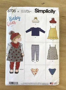 Simplicity 8706 Baby Gear Pattern Jumper Bib Hat Leggings Top Size XXS-L Uncut - Picture 1 of 2