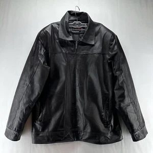 Phase Two Jacket Mens Sz M Leather Moto Rider Full Zip Long Sleeve Black - Picture 1 of 14