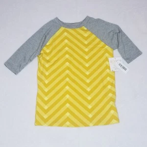 NWT LuLaRoe Sloan size 8 Yellow on Yellow Chevron Stripe Gray Raglan 3/4 Sleeve - Picture 1 of 7
