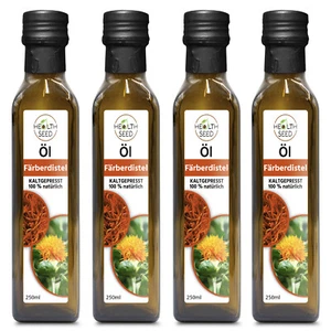 4x250 ml Distelöl Färberdistelöl Health Seed® Ungefiltert Kaltgepresst - Bild 1 von 3