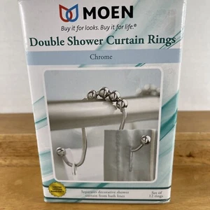 Moen SR2200CH Double Shower Curtain Rings CHROME Set of 12 Rings - NEW - Picture 1 of 1
