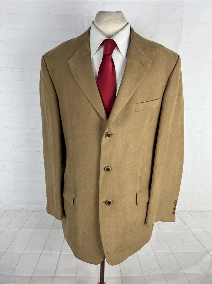 FALL/WINTER Alfani Men's Brown Solid Polyester SUEDE Blazer 44L $495 - Image 1 of 4