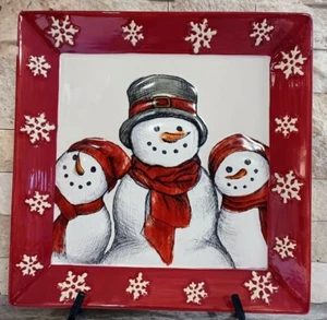 St. Nicholas Square YULETIDE Snowman Platter 10.25” Holiday / Christmas - Picture 1 of 7