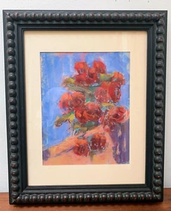 "Roses" Original Fine Art Pastel Still Life Painting on Paper Matted and Framed - Picture 1 of 6