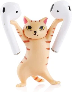 Dancing Cat Wireless Headphone Earbud Pen Stand Toy 5+ Orange Tabby 2"x2"x0.75" - Picture 1 of 3