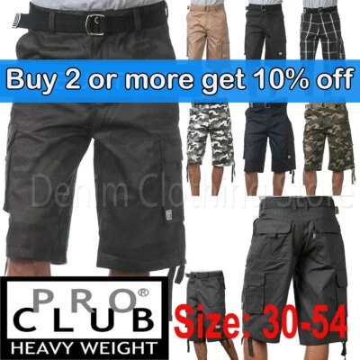 1 PANTALONES CORTOS CARGO SARGA GRUESA PESO PESADO PRO CLUB NUEVOS CUALQUIER COLOR TALLA 30-54 Foto 1 de 4