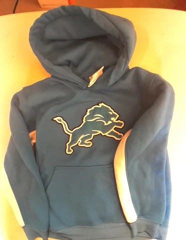Detroit Lions Sweater Youth Small Blue Hoodie Sweatshirt NFL Football Kids Boys Cover