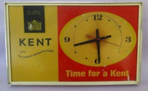 EE. UU. KENT CIGARRILLOS ESTAÑO METAL ADV. RELOJ ELÉCTRICO ILUMINADO SIGNO RELOJ AÑOS 60 ¡FUNCIONA! - Imagen 1 de 12