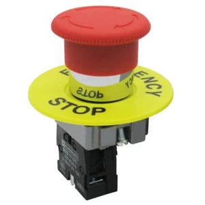 1NC 22mm Red Mushroom Emergency Stop Push Button Switch AC 660V 10A HB2-BS542 - Picture 1 of 11