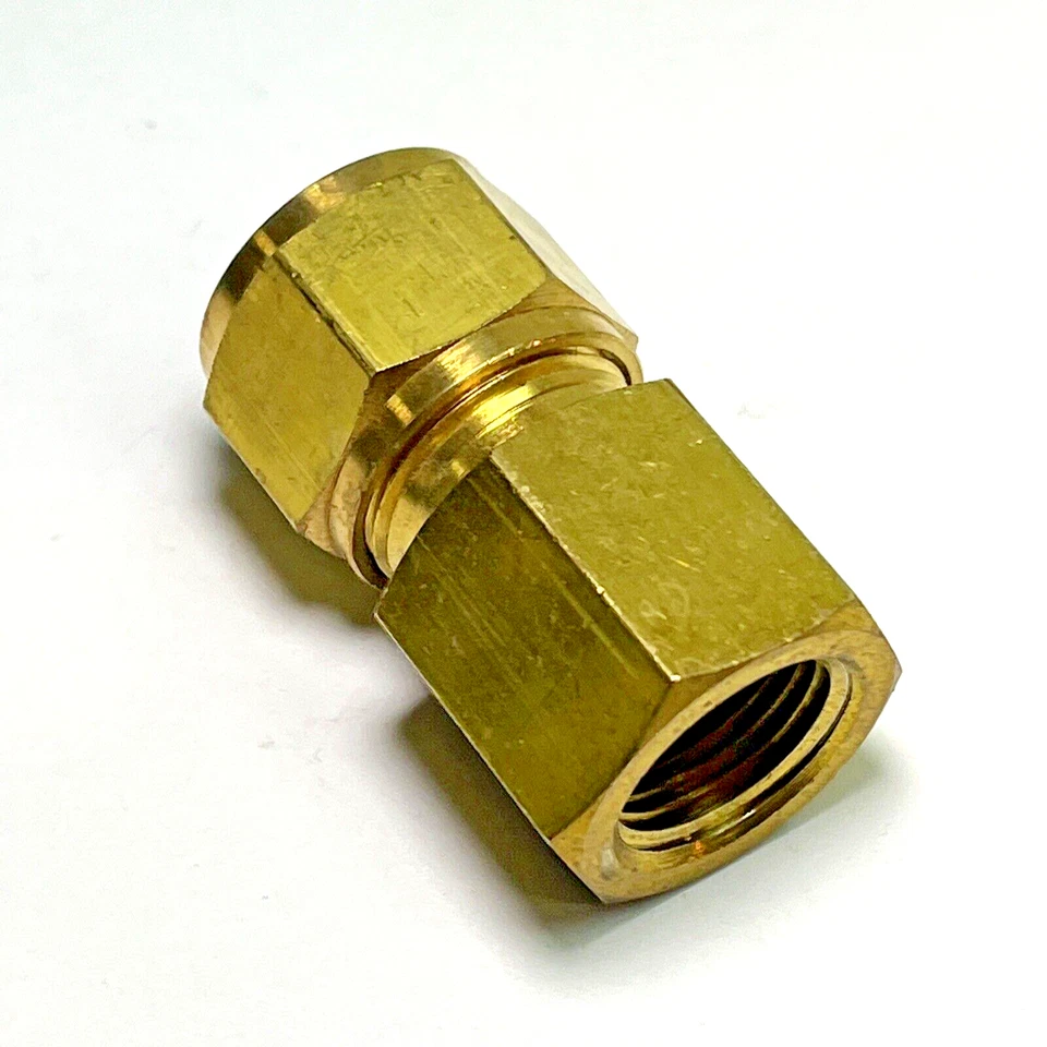 HOKE 8CF6BR COMPRESSION CONNECTOR GYROLOK FEMALE 1/2 X 3/8" FEMALE NPT BRASS HR - Image 1 of 4