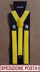 BRETELLE BRETELLA GIALLO GIALLA UOMO DONNA ADULTO REGOLABILI ELASTICIZZATE 2,5cm - Bild 1 von 1