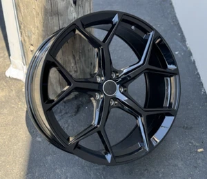 (4 PCS) 21" Wheels Gloss Black For Audi A7 A8 S8 2017 Q7 SQ5 Q5 Atlas 21x9 5x112 - Picture 1 of 4