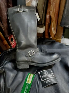 Double H Leather Tall Biker Boot Motorcycle Steel toe Made in USA rare Vintage - Picture 1 of 12