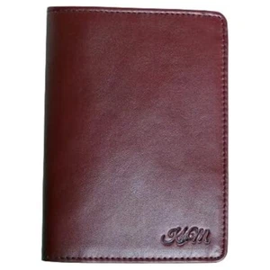 KHIM Genuine Leather Passport Cover Maroon Travel ID Holder Wallet - Picture 1 of 6