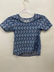 Old Navy Blue Print Blouse Youth Girls Size XS 5 - Picture 1 of 8